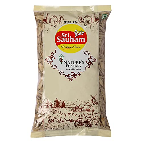 Image of Sri Sauham 100% Natural Roasted Sunflower Seeds - 200 Gram | Preservative-Free & Edible Surajmukhi Ke Beej | Protein-Rich Vegan Diet Food | High Fibre Nuts for Eating & Cooking | Healthy Source of Iron