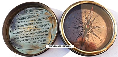 Brújula Robert Frost en Latón con Estuche de Cuero miniatura 2