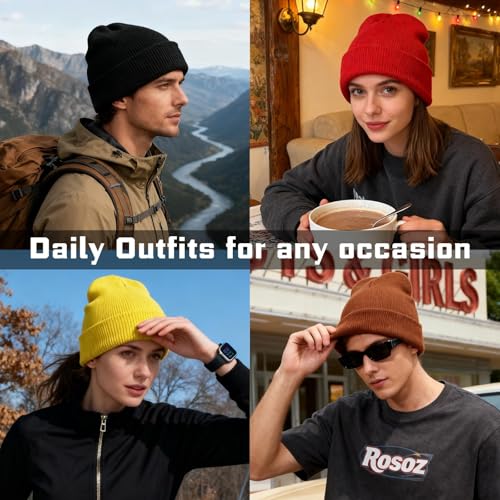 Image of ZOORON Beanie for Men Women Warm Winter Hat Unisex Soft Knit Cuffed Beanie