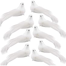 12 Pack Artificial White Birds with Feathers,Foam Bird Ornaments with Clips for Christmas Tree Decorations,Mini White Dove Decor for Home Garden Office Wedding DIY Craft