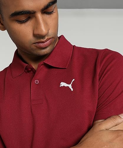 Image of PUMA Cotton Men's Solid Slim Fit T-Shirt (687093 Team Regal Red, Small