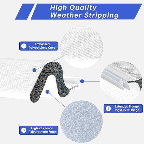 10M/392inch Kerf Weather Stripping for Doors,PU Foam V Shaped Door Draft Excluder Tape,PVC Soundproof Window Insulation Gasket Rubber Seal Replacement,External Door Frame Sealing Draught Excluder Whit - Image 4