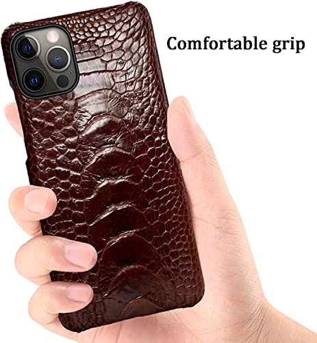 Étui arrière mince en cuir véritable marron pour iPhone 13 - 2