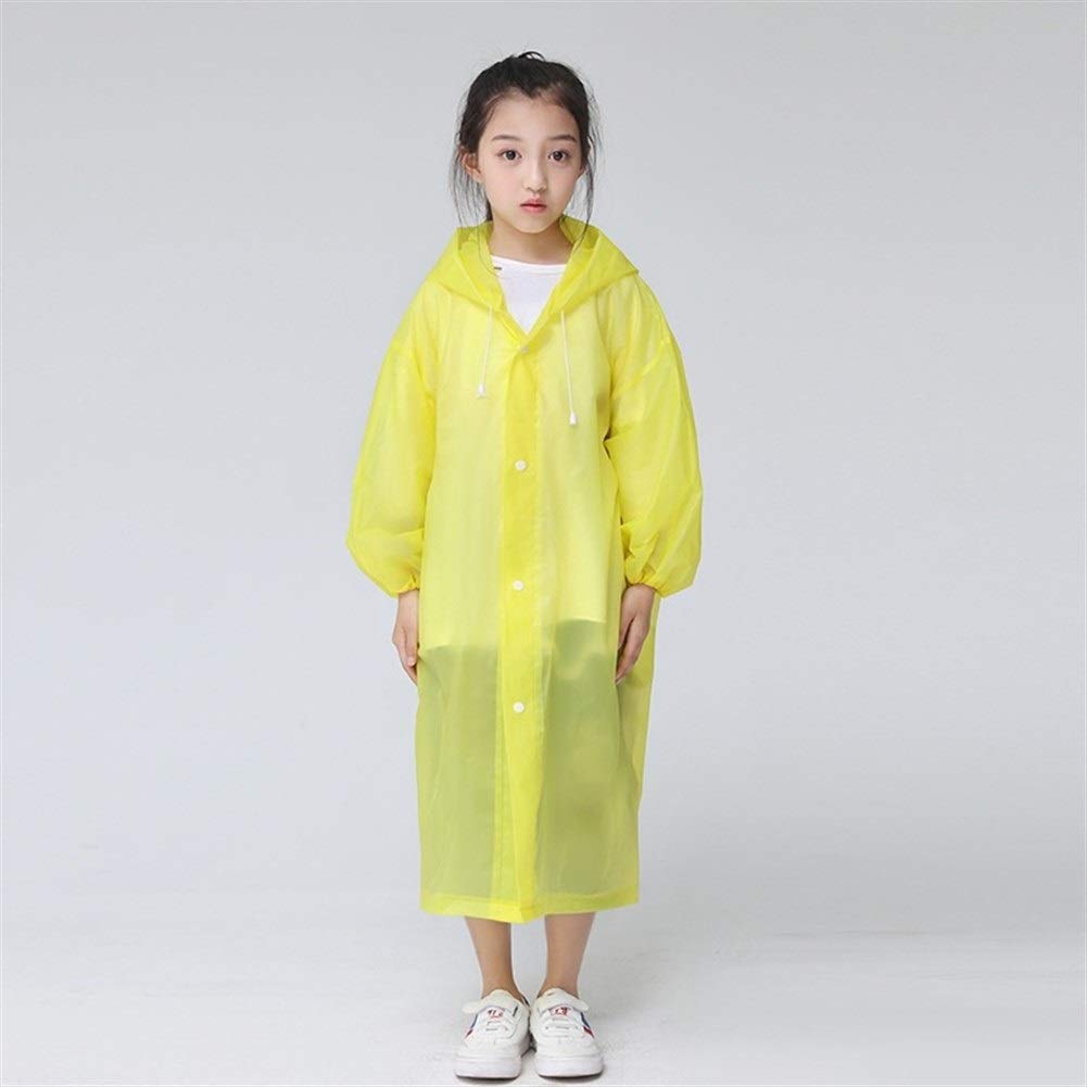 Easy To Use Fashion EVA Children Raincoat Thickened Waterproof Rain Coat Kids Clear Transparent Tour Waterproof Rainwear Suit (Color : Yellow, Size : Height 110 145 cm)