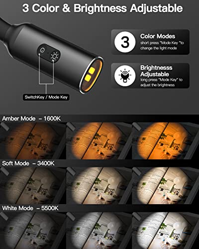 Ykz Neck Light For Reading, New Upgraded Eye-Cared Book Light For Reading In Bed, 3 Colors & Brightness Adjustable, Rechargeable & Comfortable Wear, Perfect For Reading, Knitting & Repairing #TOP2