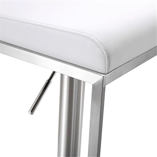 Miniatura 7 de Tov Furniture The Amalfi Collection - Taburete de bar giratorio de metal con altura ajustable y respaldo industrial, color blanco