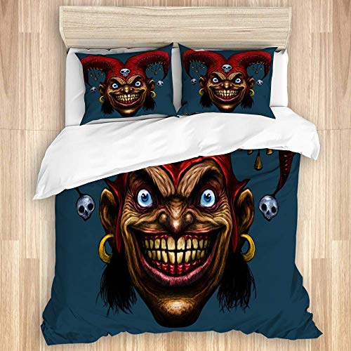 Juego de funda de edredón Laughing Angry Joker Head Cabeza aislada en el fondo de color 1 funda de edredón y 2 fundas de almohada de microfibra ultrasuave de primera calidad para niños niñas mujeres y