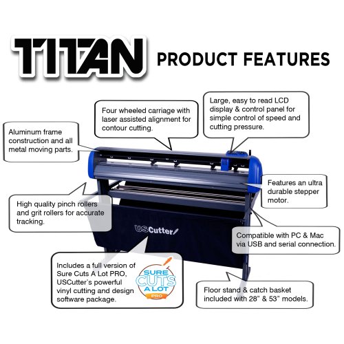 Uscutter Titan 28 Inch Vinyl Cutter With Stand, Basket And Vinylmaster Cut (Design And Cut) Software #TOP1