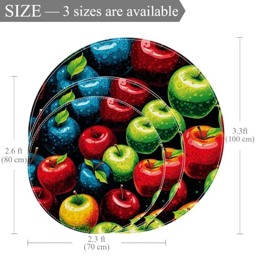 Tapis de salle de bain rond antidérapant 1m de diamètre motif fruits