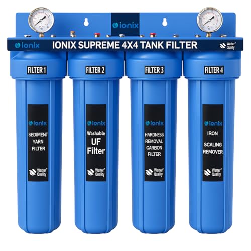 Image of IONIX 4 stage Washable UF Supreme Tank filter for whole house water filteration with 4 stages, All Type of Impurity removal from supply /Submersible Water | Tank water filter | 1 set | blue