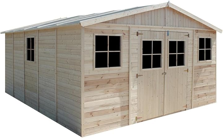 Timbela casa in legno naturale da esterno giardino con finestre M333