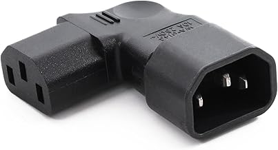KUENZ 3ピン変換コネクター L型 右向き 直角 IEC 320 C14 3ピン オス→C13 メス 【定格：10A/250V】 電源延長アダプター 右曲げ 電源コード管理や配線スペースの確保に 【パソコン/テレビ/冷蔵庫/エアコンに対応！】. (右曲がり)