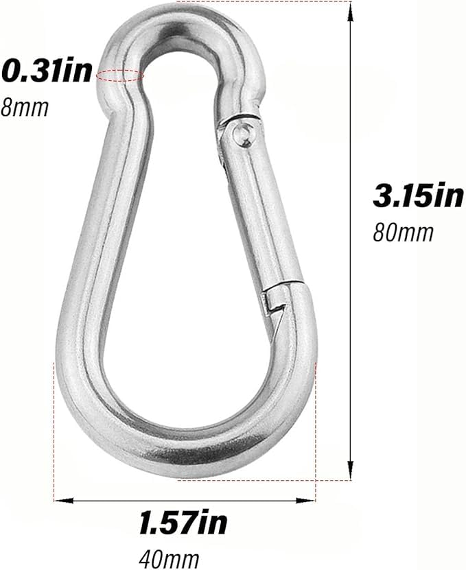 Paquete de 4 mosquetones de gancho de resorte de 3.15 pulgadas, accesorios de máquina de cable para gimnasio en casa, máquina de ejercicio, clip de acero resistente para fitness al aire libre