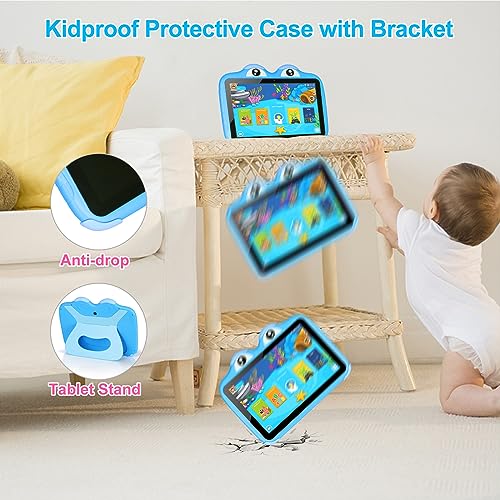 Image of Kids Tablet 10.1 Inches Tablet for Kids, Android 11 64GB Tablets for Kids with Case, Google Play, YouTube, Dual Camera, WiFi, Bluetooth, Apps Pre-Installed, Education, Parent Control (Blue)