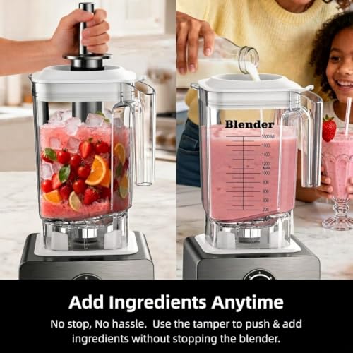 Image of AIZIYO Professional Blender for Smoothies, 60 oz BPA-Free Pitcher, 2200W Peak Watts,Blenders for Kitchen, Dishwasher Safe,Programs for Frozen Drinks & Nutrient MilkShakes & Nut Milk,Grey
