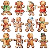 24 adornos de madera de hombre de jengibre, adornos de Navidad vintage, adornos colgantes de hombre de jengibre de Navidad, decoraciones para el hogar, decoraciones de fiesta de Navidad, suministros