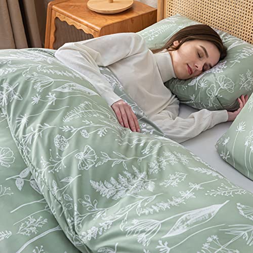 Janzaa Full Size Comforter Sage Green Comforter Bedding Comforter Sets Set Floral Comforter Set Full Size Bed Set With 2 Pillow Cases For All Seasons #TOP7