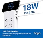 TP-Link Tapo Smart Plug Outlet Extender, Surge Protector, 18W Fast Charging, 3 Individual Smart Outlets, 1x USB-C & 2X USB-A, Smart Night Light, Works w/Apple HomeKit, Alexa & Google Home, Tapo P306