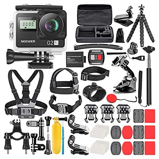 Neewer G2 4K WiFi Sports Action Camera with Touch Screen Ultra HD Waterproof DV Camcorder 12MP 4K/30FPS EIS 170 Degree Wide Angle WiFi Sports Cam with Remote/Battery and 50-in-1 Accessories Kit