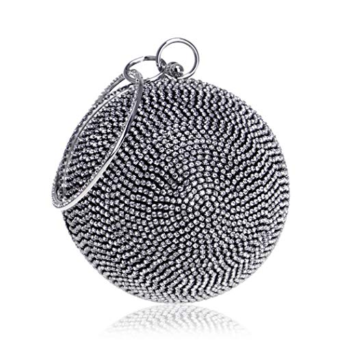 Image of Ball Shape Clutch Purse Party Handbag Rhinestone Ring Handle Evening Bag
