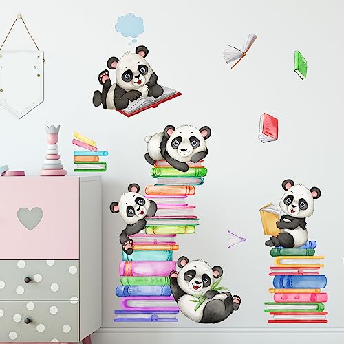 Vinilos Decorativos Panda Lectura para Pared Infantil miniatura 3