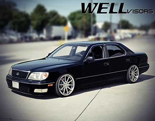 WellVisors Window Visors Wind Deflectors Compatible with Lexus 1995-2000 LS400 with Chrome Trim Rain Guards 3-847LX014
