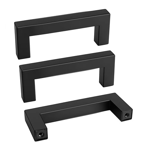goldenwarm 30 Pack 3 INCH Black Square Bar Cabinet Pull