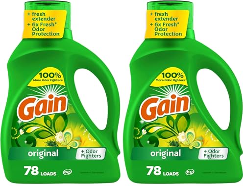 Image of Gain Liquid Laundry Detergent, Original Scent | 78 Loads | 113 fl oz | HE Compatible | Pack of 2