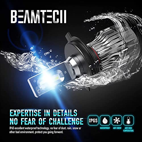 Beamtech H4 Led Headlight Bulbs, 16000Lm 70W 6500K Extremely Super Bright 9003 30Mm Heatsink Base Csp Chips Conversion Kit,Xenon White Small Size Halogen Replacement #TOP5