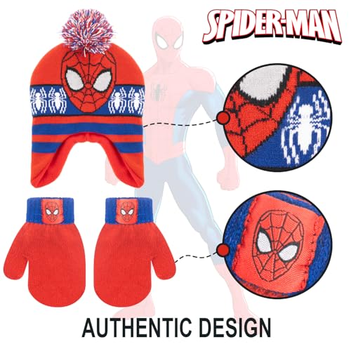 Image of Marvel Spider-Man Boys Winter Hat and Mitten Set, Beanie Hat and Gloves