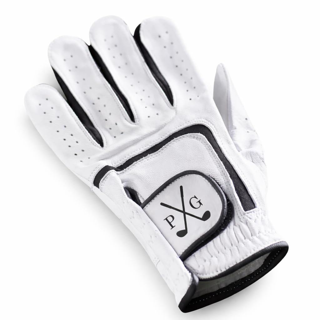 Just Giftz | Personalised Cabretta Leather Golf Glove – 3 Design Options | Extra Grip Professional Golf Glove for Men & Women | Custom Engraved Golfer Gift – Left Hand, Sizes M & L