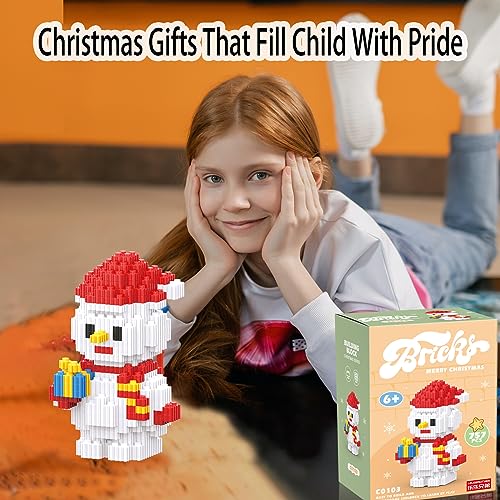 Image of 2023 Building Blocks Christmas Toys Snowman Micro Blocks Stacking Toy New Toys Holiday Present Box New Year Birthday Gifts for Kids 6-12 Years Old Girls and Boys (Snowman)