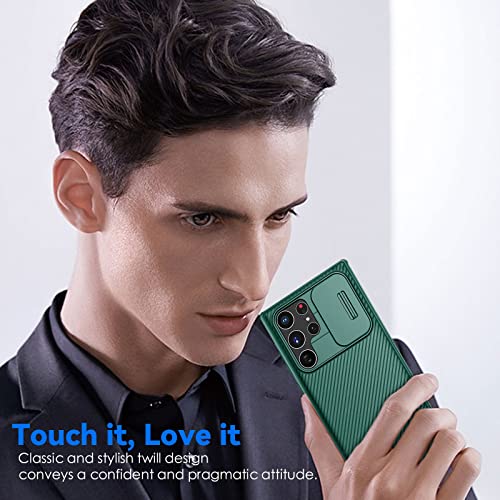 Image of CloudValley for Samsung Galaxy S22 Ultra Case with Slide Camera Cover, Hard PC Back & Soft Bumper Full-Body Protection, Slim Shockproof Protective Phone Cases for S22 Ultra 5G 6.8 inch (2022) - Green