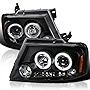 SPEC-D TUNING Dual Halo Projector Headlights Black Compatible with 2004-2008 Ford F150, 2006-2008 Lincoln Mark LT Left + Right Pair Headlamps Assembly