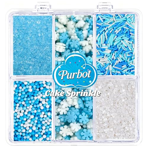 Image of Pearl Sprinkles for Cake Decorating, 4 Sizes Sugar 130g /4.6oz, Cupcake, Ice Cream, Donuts, Macaron Toppings Supplies (2mm, 4mm, 7mm, 1cm) (Winter)