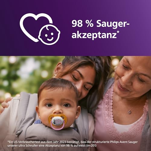 Philips Avent ultra air Schnuller – kiefergerecht geformtes Design, für Babys, 6–18 Monate, weicher, symmetrischer Silikonsauger, BPA-frei… – Ansicht 4