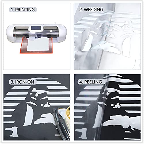 Image of Guangyintong Shiny Silver Heat Transfer HTV Rolls, 12 inch x 8ft PU Iron on Vinyl Bundle for T-Shirts, Stretchy Thin Soft HTV for All Cutter Machine, Easy to Cut & Weed for Heat Vinyl Design