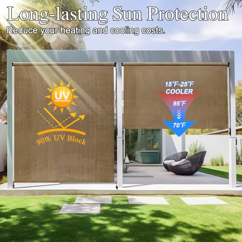 Image of Amagenix Outdoor Roller Shades, Patio Shades Roll Up Blinds for Porch