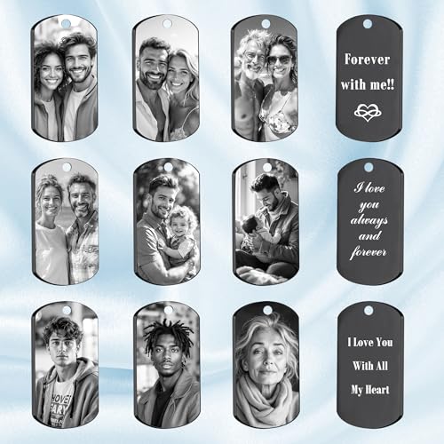 Picture Necklace Personalized Photo for Men - Custom Engraved Photo & Text Dog Tag Pendant for Boyfriend, Husband, Dad - Birthday, Valentine's Day, Fathers Day Gift4