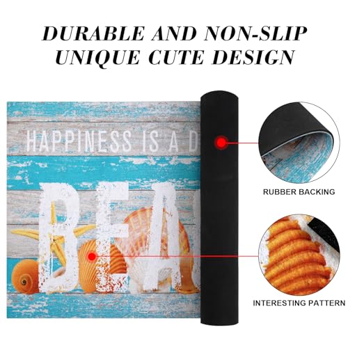 ASPMIZ Summer Welcome Beach Door Mat, Ocean Wood Front Doormats Home Entrance, Non Slip Doormat Rug with Rubber Backing, Absorbent Sea Areas Mats Low Profile Outside Patio Indoor Outdoor, 18" x 30" - Image 5