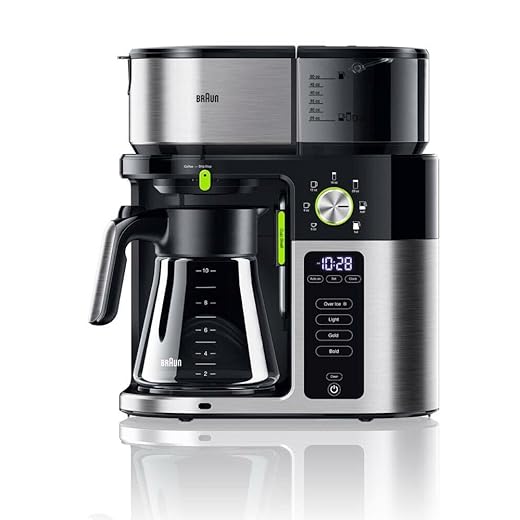 Braun Household Braun MultiServe KF 9050-Cafetera de Filtro (7 tamaños de porciones Desde una Taza pequeña hasta una Jarra para hasta 10 Tazas, Pantalla táctil, 1750 W), Color Negro, Acero Inoxidable