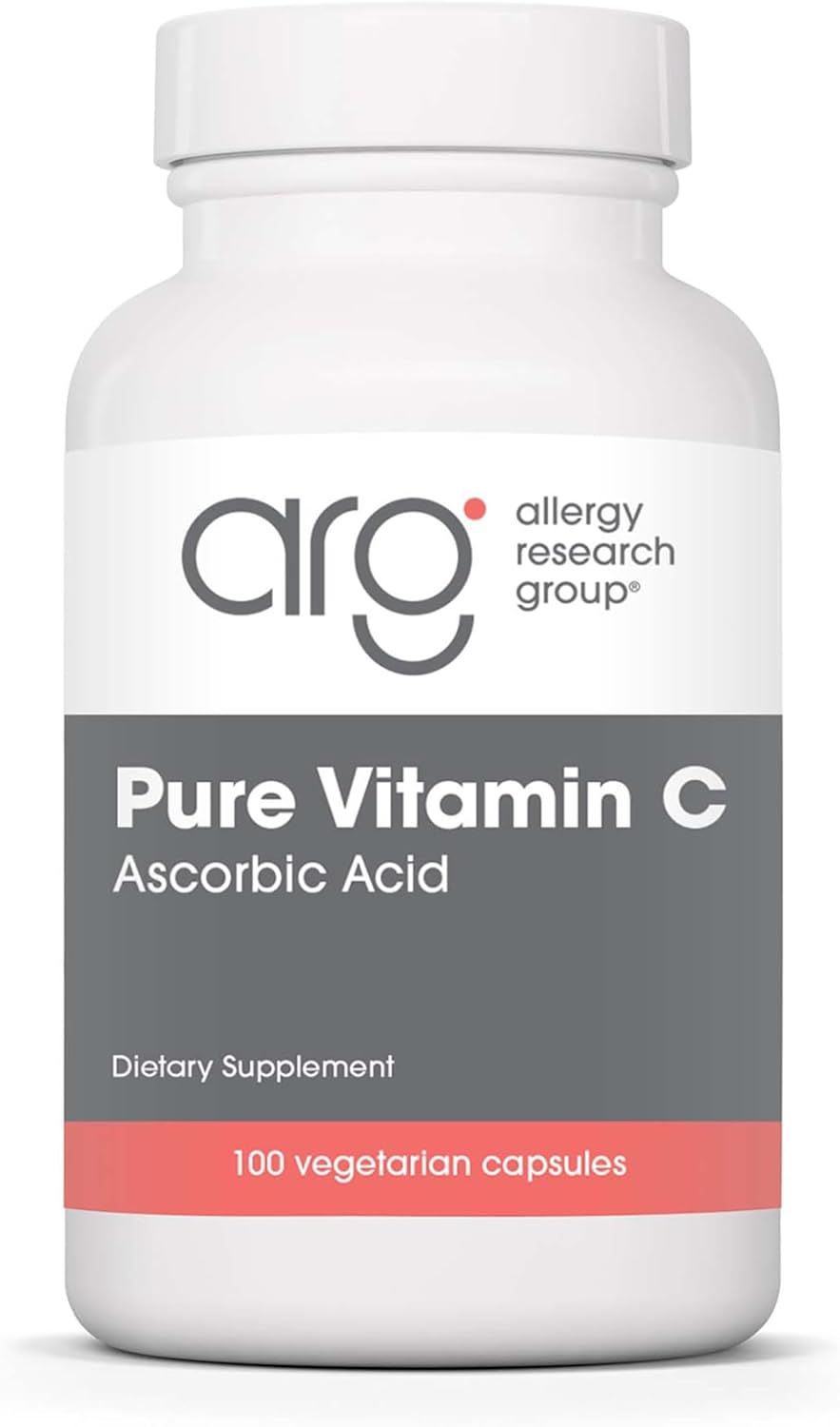Allergy Research Group ARG Pure Vitamin C - 2 g Ascorbic Acid - Antioxidant & Immune System Support - Unbuffered Supplement - Hypoallergenic - 50 Servings - 100 Capsules