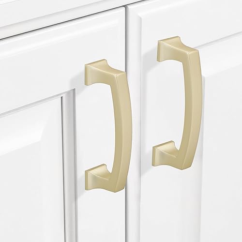 Miniatura 3 de COTYKILEY Paquete de 10 manijas de gabinete de latón cepillado de 3 pulgadas (2.992 in) de color dorado, tiradores de gabinete de cocina, manijas de