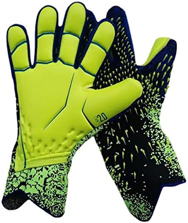 Guaber Soccer Goalkeeper Gloves Goalie Training Gloves Strong Grip Anti-Slip and Breathable for Adults and Children, Green, Size 7