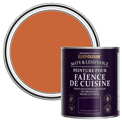 Rust-Oleum Peinture Orange Résistante à l'eau pour Faïence de Cuisine, Finition Mate - Thé Chaï 750ml