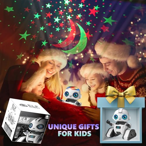 Aikmi Robot Toys for Kids 5-7, Rechargeable Remote Control Robot with Projector Night Light for Kids, Gesture Sensor, Music, Toys for 6 Year Old Boys Girls Birthday Present Boy Toy (White) - Thumbnail 6