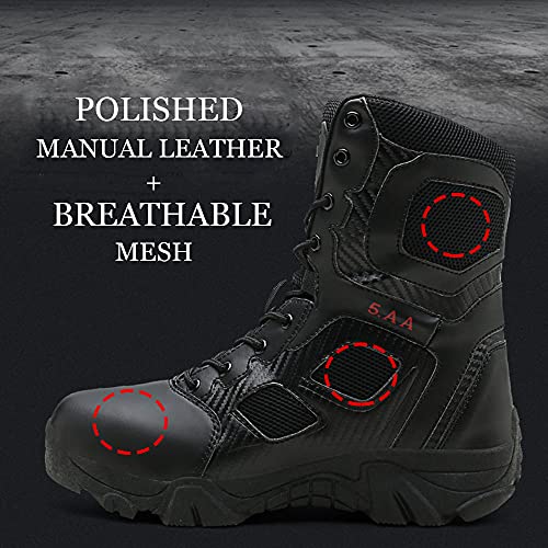 Men's Black Modern Combat Mid-Calf Waterproof Military Backpacking Boots, Size US 7 - EU 38 (foot length 240mm)2