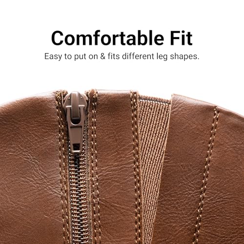 DREAM PAIRS Boots For Women Knee High, Comfortable Pull On Side Zipper Buckle Riding Boots,Size 9.5,Brown,SDKB2312W