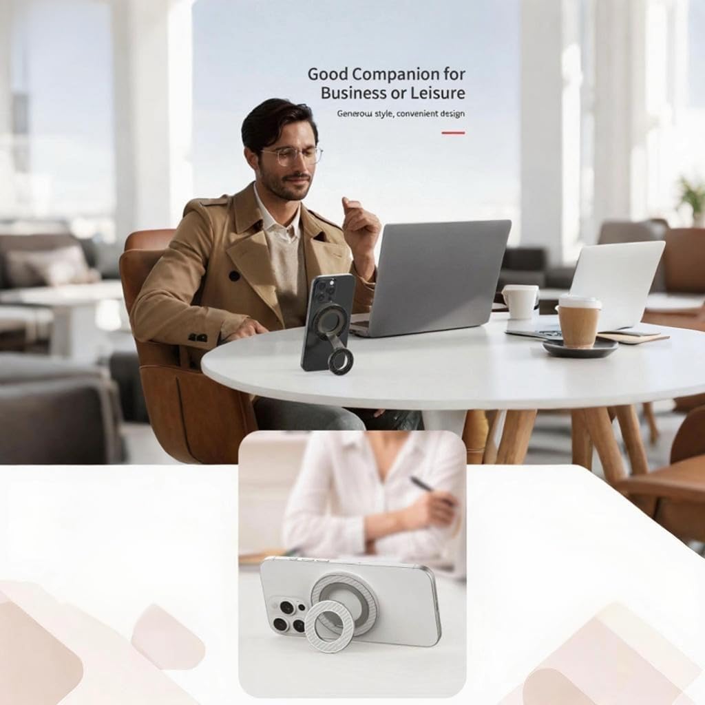Magnetic Phone Ring Holder for Magsafe Phone Grip,2025 Upgraded 360° Rotating Ticking Sound, Dual-Sided Strong Magnet with Carbon Fiber Design, Compatible iPhone Stand with i17/16/15/14/13/12 Series