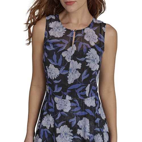 Image of Tommy Hilfiger Women's Sleeveless Keyhole Neck Chiffon Belted Hi-Lo Midi Dress